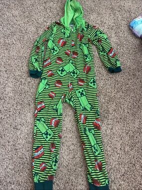 Green Creeper & TNT Kids Hooded One-Piece Footie